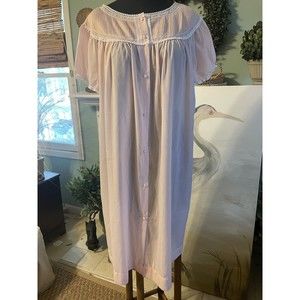 Vtg Barbizon Pink Handkerchief Cotton Fabric Robe Micro Pleat Bodice M